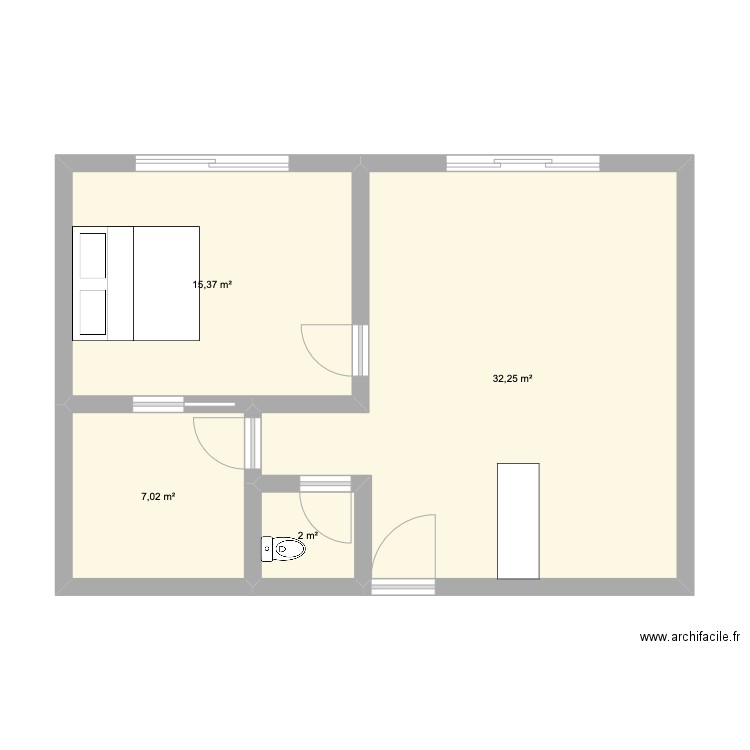 Villa 1. Plan de 4 pièces et 57 m2