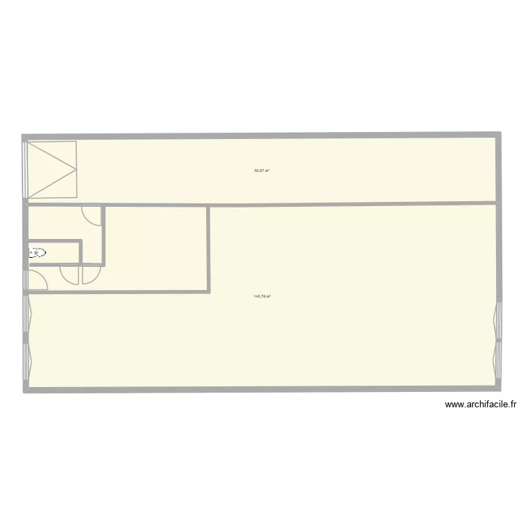 mur. Plan de 2 Pièces et 191 m²