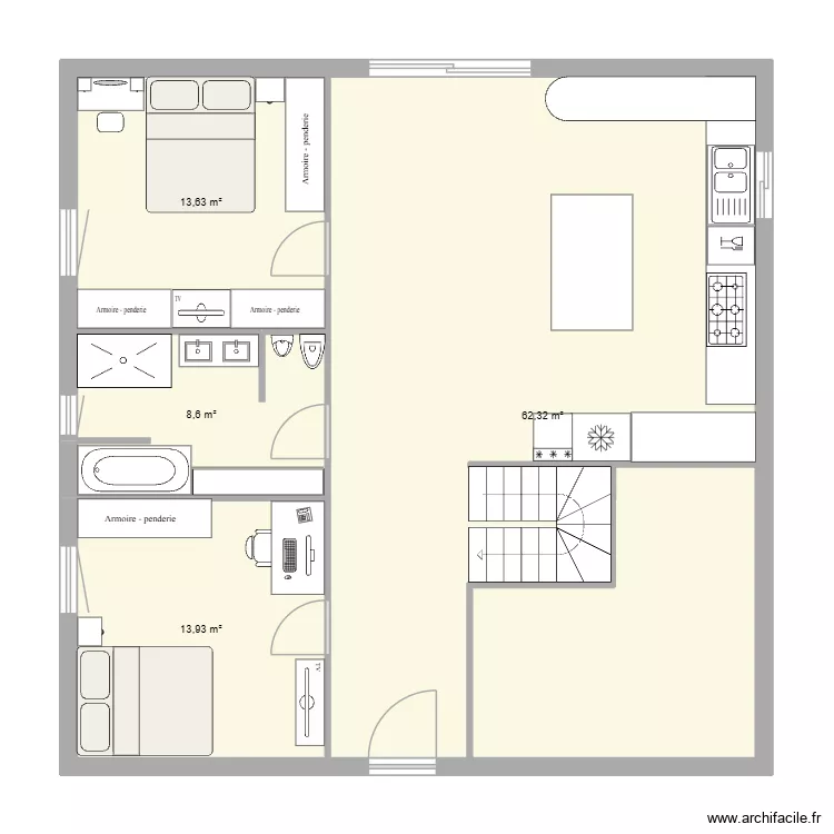 AssFam. Plan de 4  et 98 m²