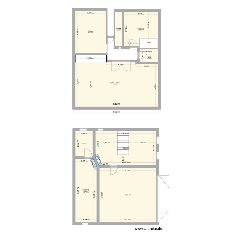 Sous Sol. Plan de 9 pièces et 161 m2