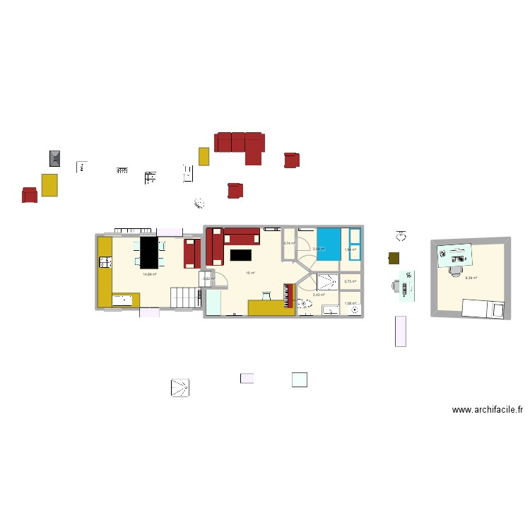 PLAN JOHANNA 7. Plan de 10 pièces et 51 m2