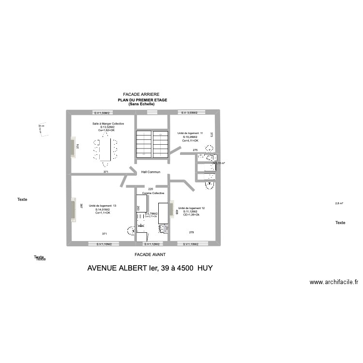 marysa3. Plan de 2 pièces et 3 m2