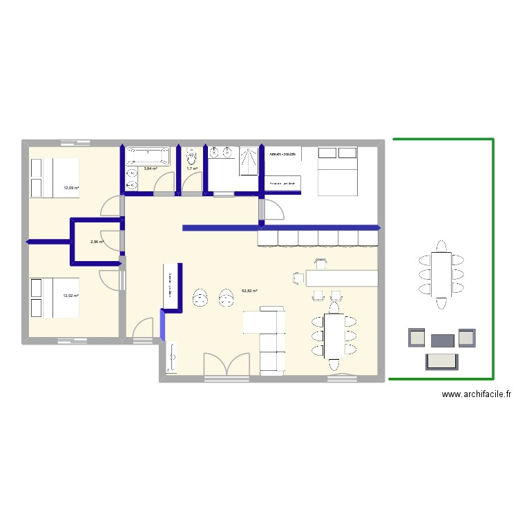 Saint Loup 1. Plan de 6 pièces et 95 m2