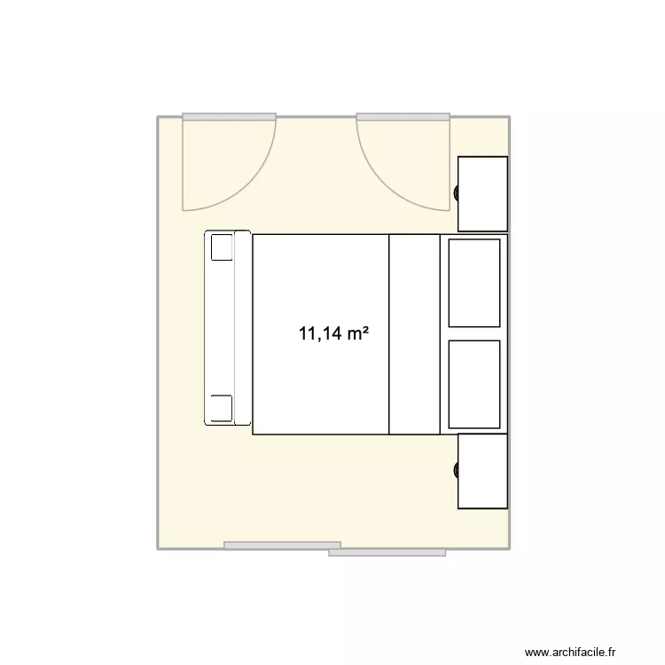Chambre ma&icirc;tre. Plan de 1  et 11 m²