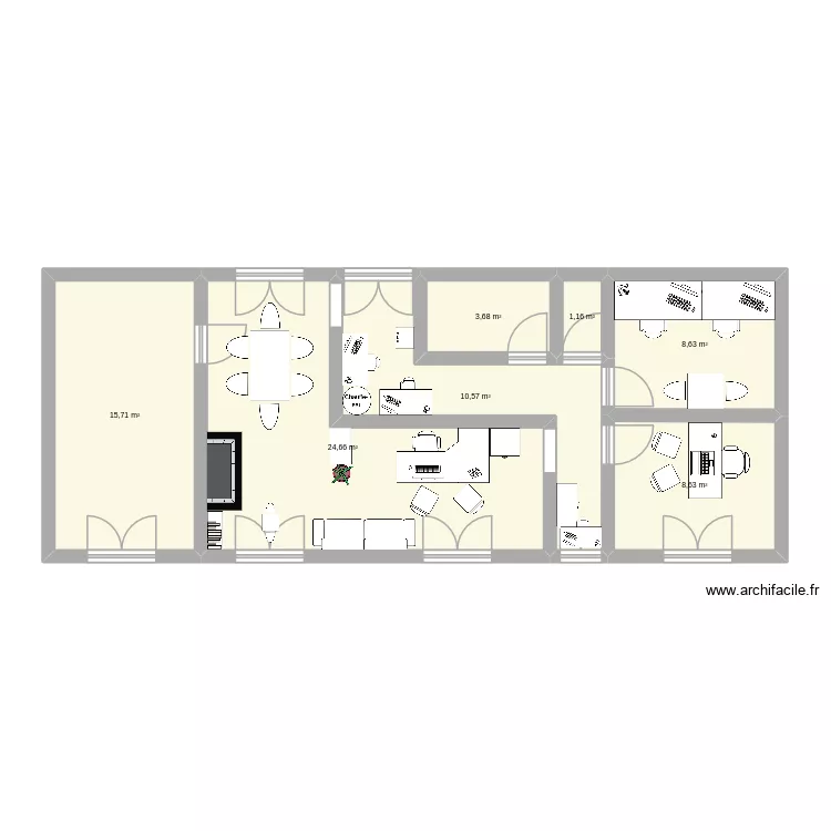 Maison bureauceline. Plan de 7  et 73 m²