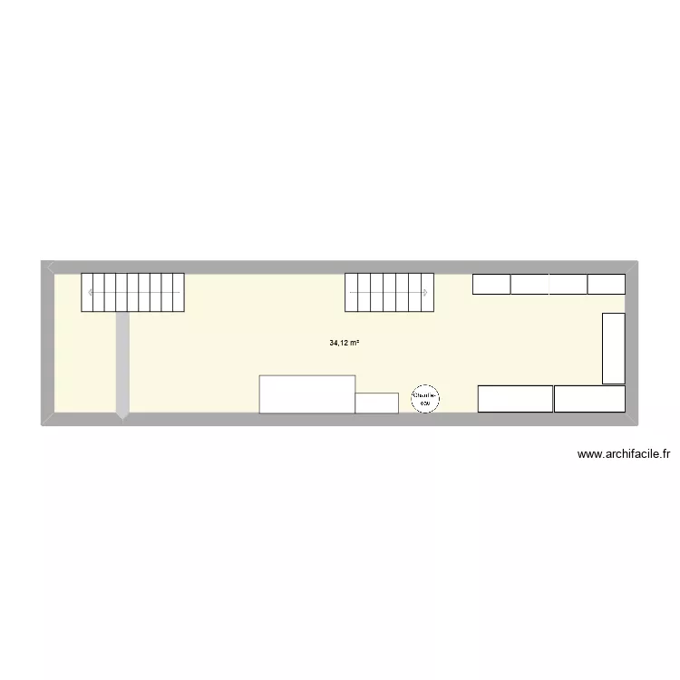 Plan atelier. Plan de 1  et 34 m²