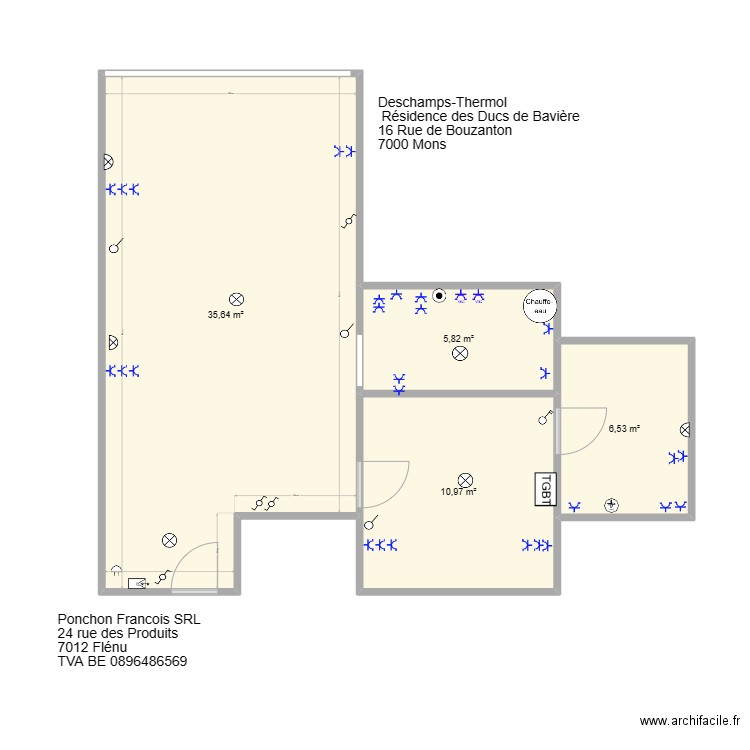 Deschamps Mons. Plan de 4 pièces et 59 m2