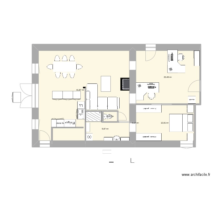 124. Plan de 6 pièces et 82 m2