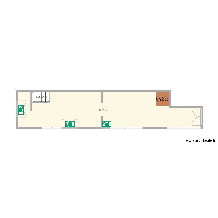 dip. Plan de 2 pièces et 22 m2