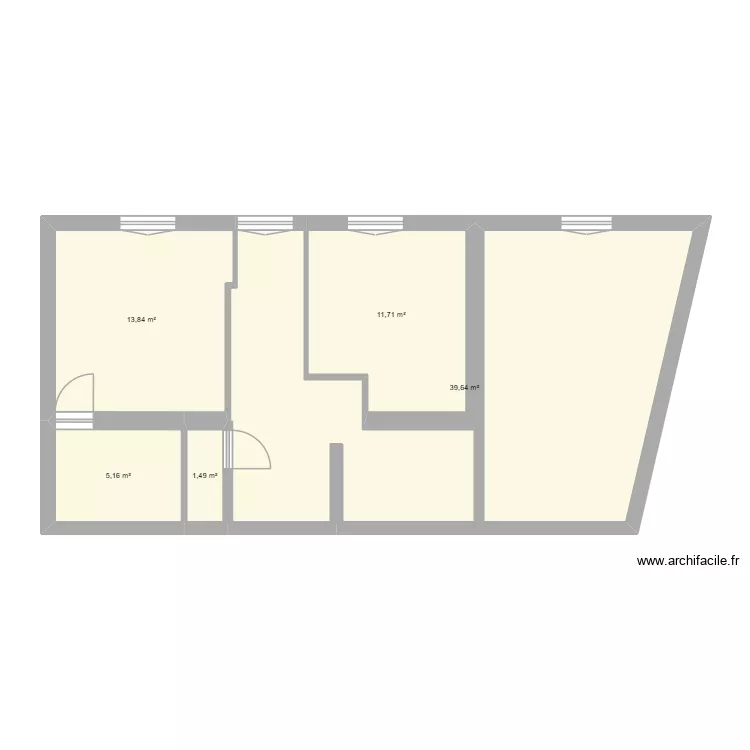 1er étage version Existant. Plan de 5 et 72 m² 1er étage version Existant. Plan de 5 et 72 m²