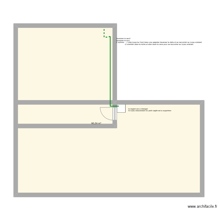 studio. Plan de 1 pièce et 90 m2
