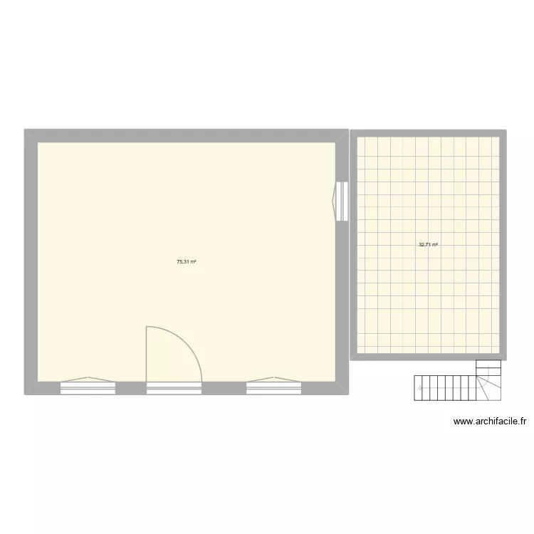 terrasse. Plan de 2  et 108 m²