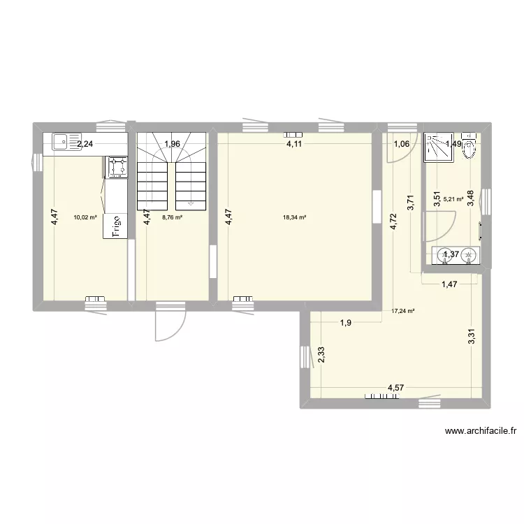 Plan 1. Plan de 5 Pièces et 60 m²