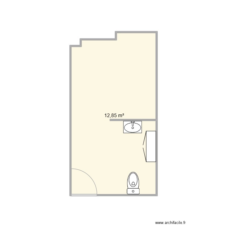sdb. Plan de 1 pièce et 13 m2