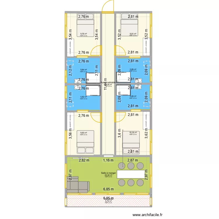 ST JACQUES HEBERGEMENT V1. Plan de 11 et 102 m² ST JACQUES HEBERGEMENT V1. Plan de 11 et 102 m²