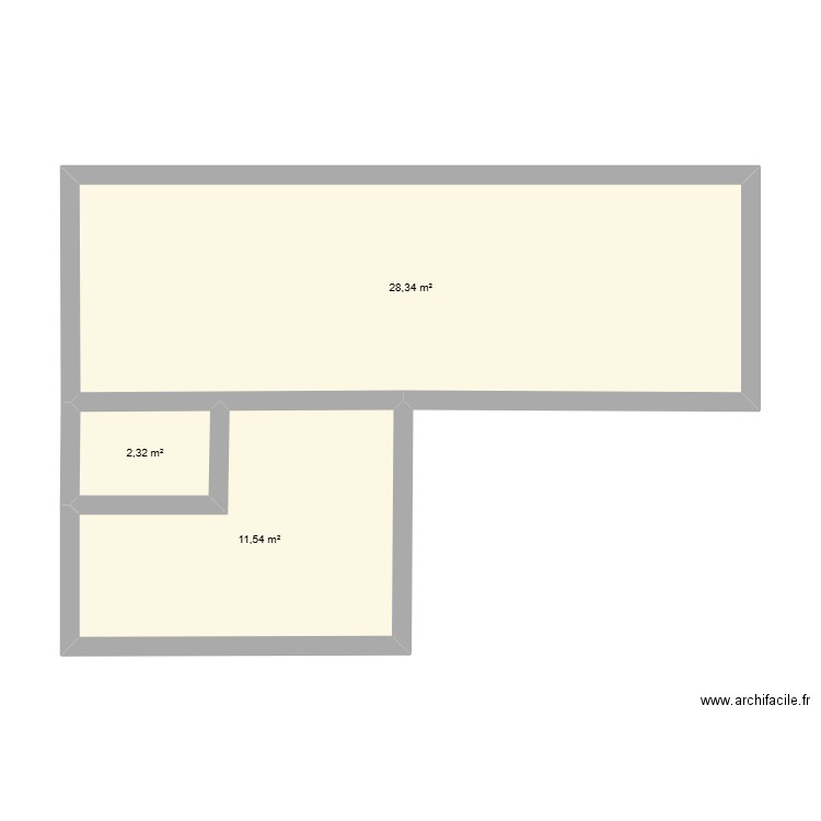 Tipe B. Plan de 3 pièces et 42 m2