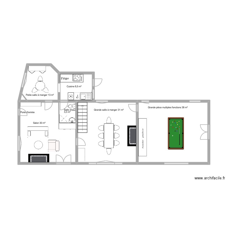 Ferte. Plan de 5 pièces et 32 m2