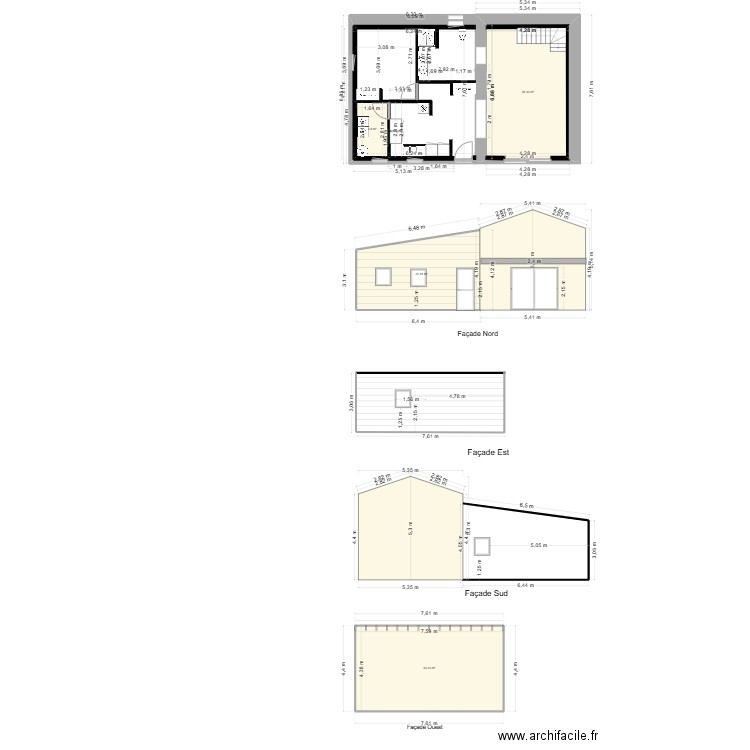 Plan fressines façade nord OUEST. Plan de 4 pièces et 90 m2