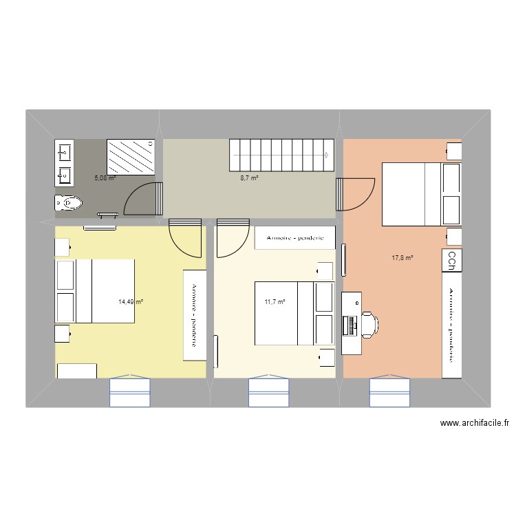 JEANJO 2. Plan de 5 pièces et 58 m2