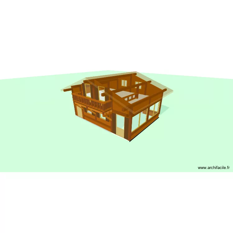 Vue 3D reel.0. Plan de 2 pièces et 58 m²