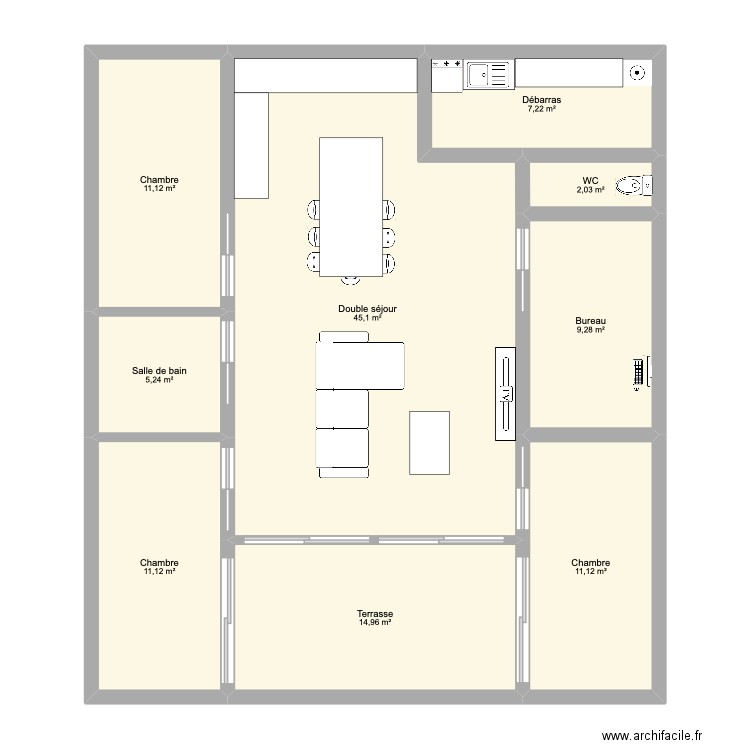 Maison A Frame. Plan de 9 pièces et 117 m2