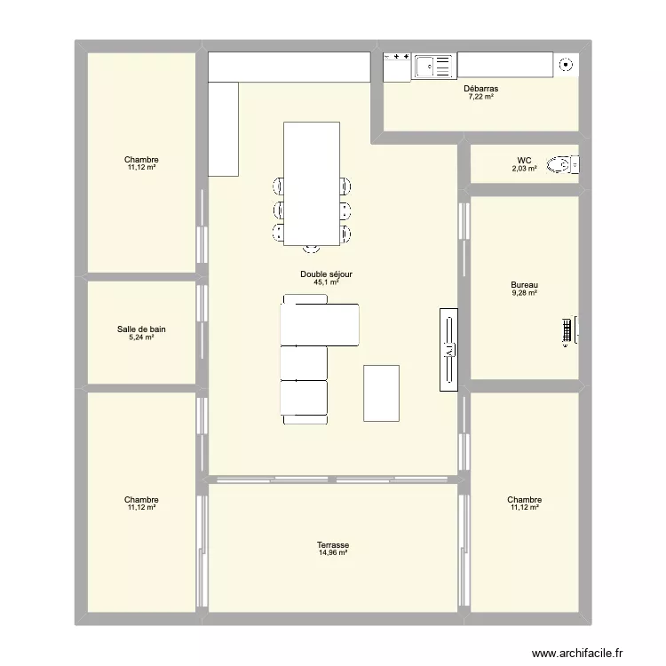 Maison A Frame. Plan de 9 pièces et 117 m²