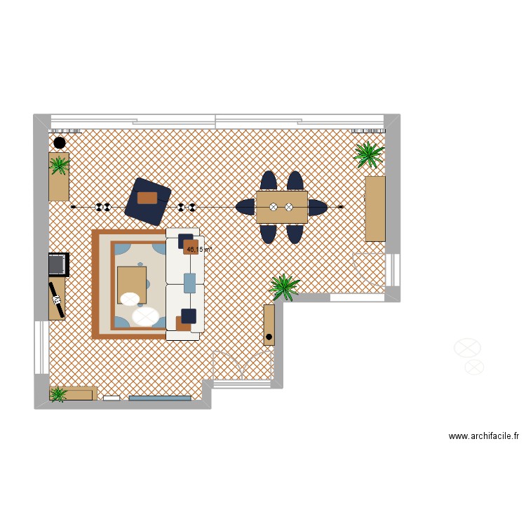 séjour Isabelle. Plan de 1 pièce et 46 m2