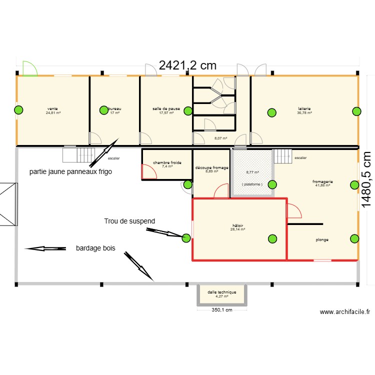 GAEC la Marmitte matériaux contruction. Plan de 15 pièces et 215 m2