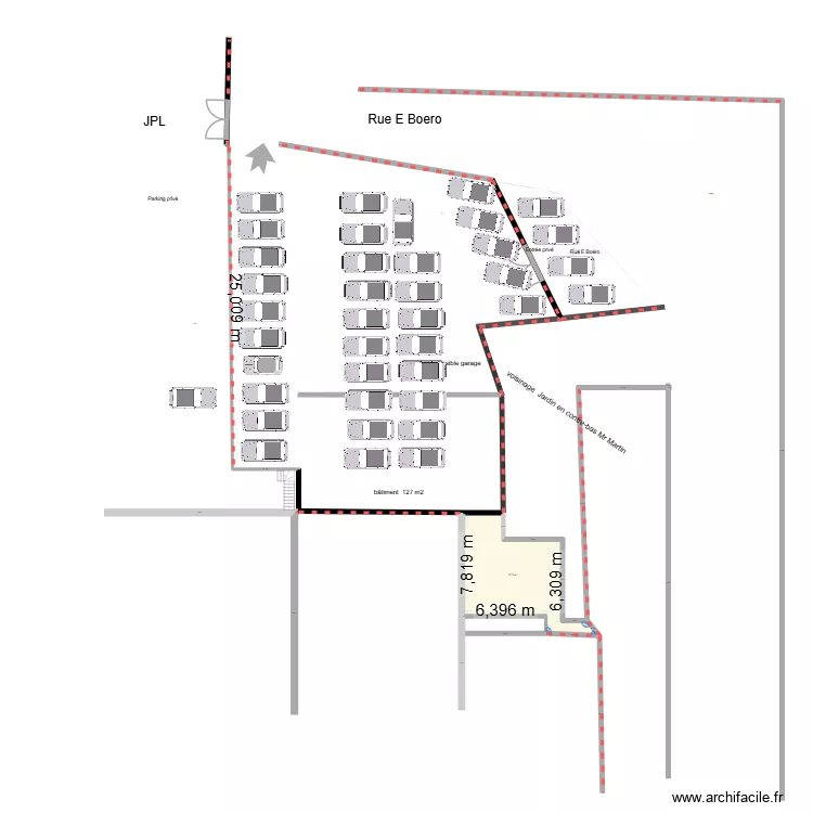 Parking 2. Plan de 1  et 53 m²