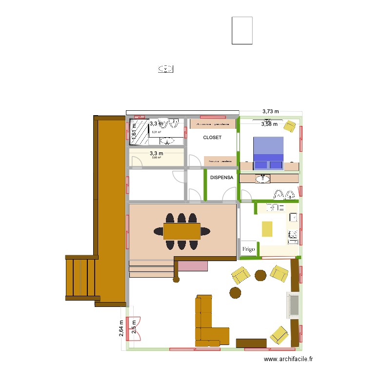 CASA PAULA 2. Plan de 2 pièces et 9 m2