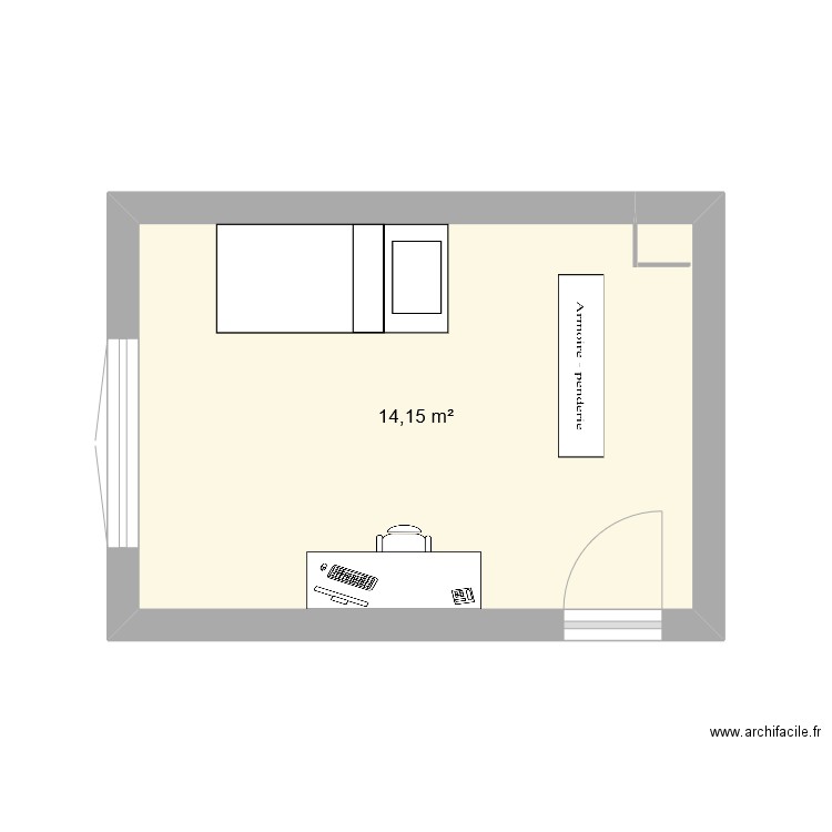 SASHA 2. Plan de 1 pièce et 14 m2