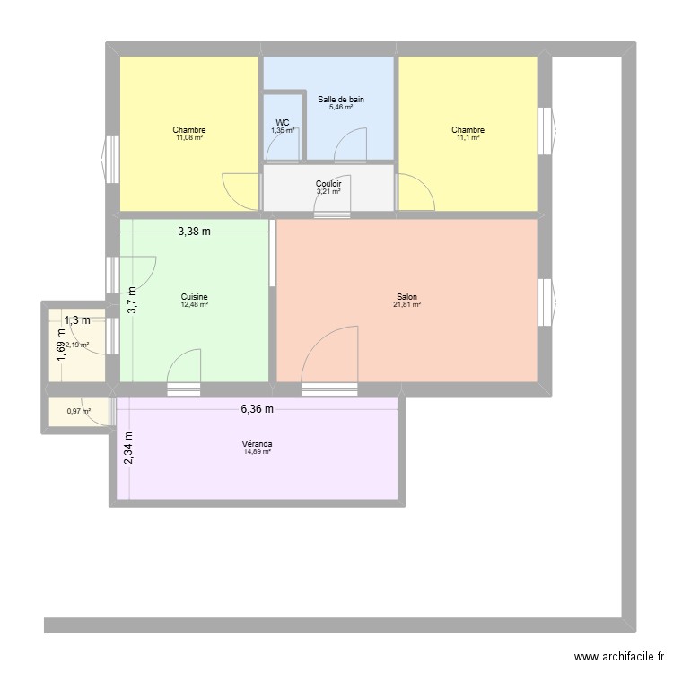 Sète v5. Plan de 10 pièces et 85 m2