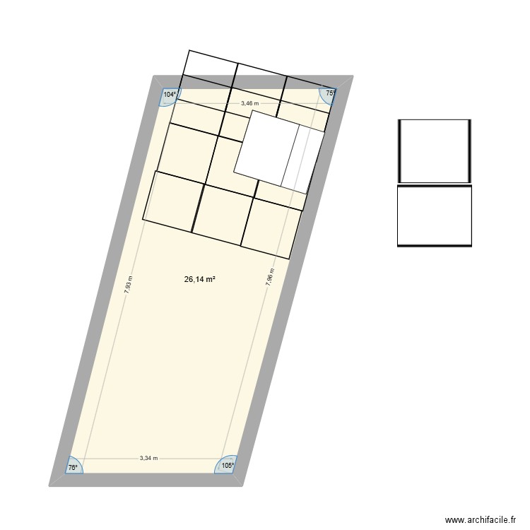 dep. Plan de 1 pièce et 26 m2