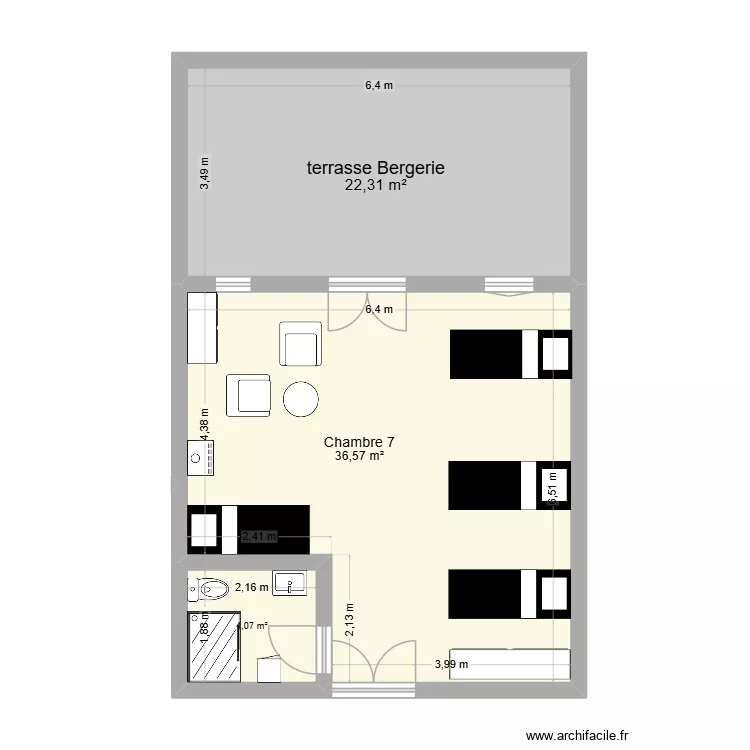 Fleury Maison 1 bergerie rez de chauss&eacute;e projet 01. Plan de 