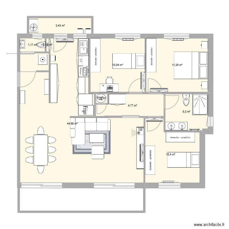 integration meuble. Plan de 10 pièces et 92 m2