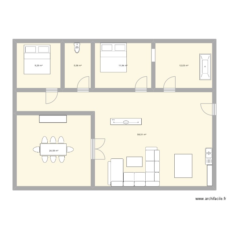 maison de delia. Plan de 6 pièces et 122 m2