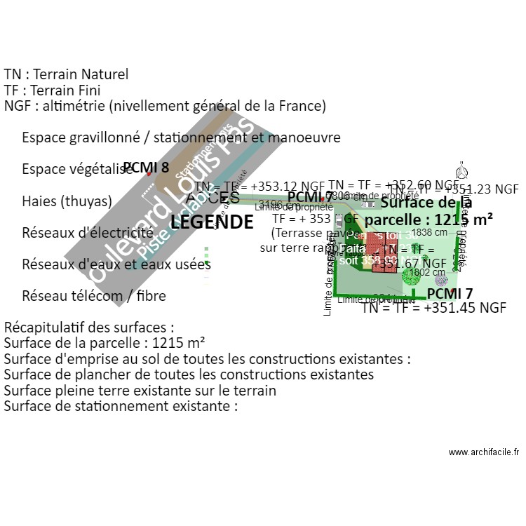 PLAN MASSE ACTUEL 2403. Plan de 1 pièce et 95 m2