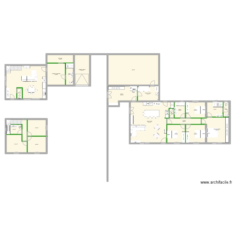 Malves Extension et division. Plan de 24 pièces et 331 m2