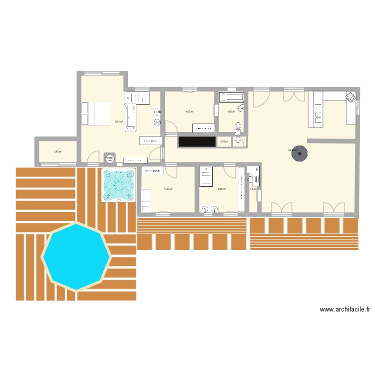 Maison Rians. Plan de 10 pièces et 138 m2