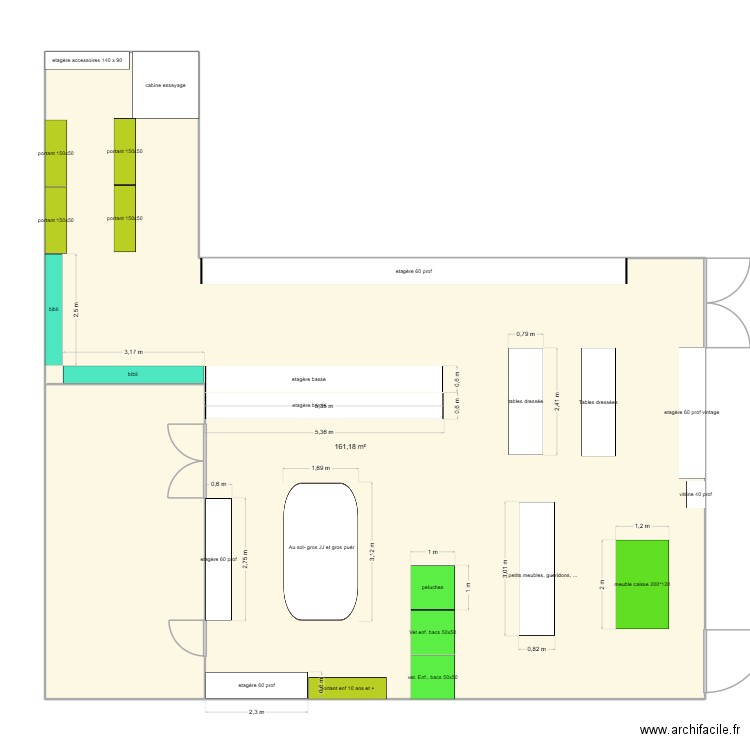 boutique ressourcerie bis. Plan de 1 pièce et 161 m2