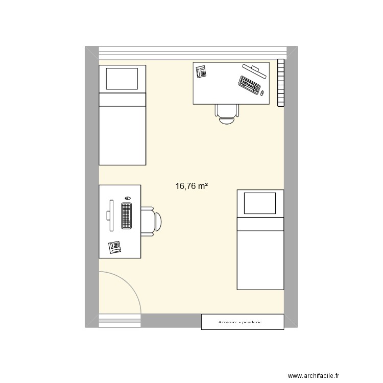 chambre elia et lior. Plan de 1 pièce et 17 m2