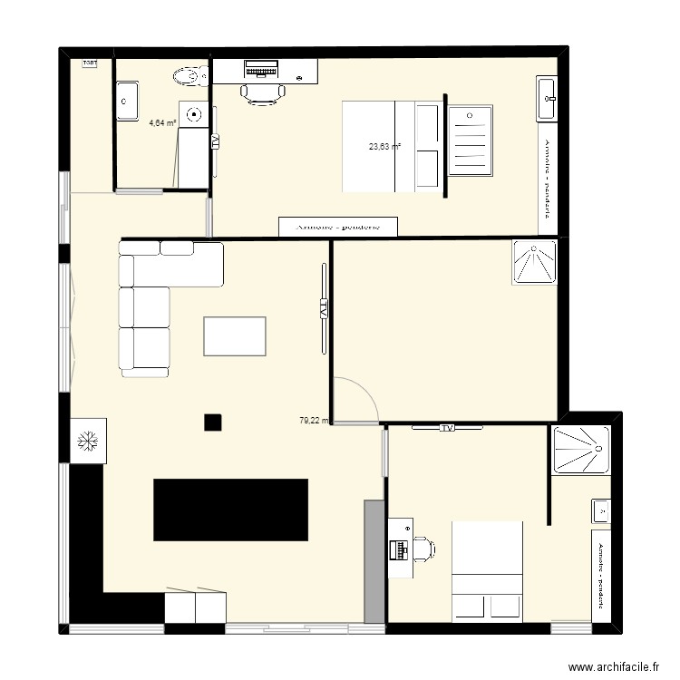 Ma maison. Plan de 3 pièces et 107 m2
