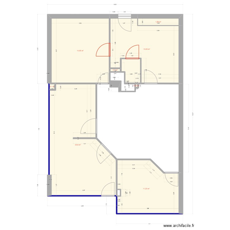 Turgot. Plan de 9 pièces et 64 m2
