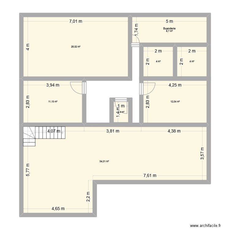 Plan 2. Plan de 8 pièces et 123 m2