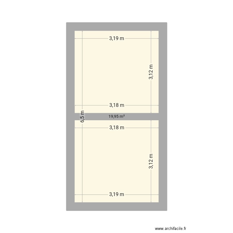 Ccc. Plan de 1 pièce et 20 m2