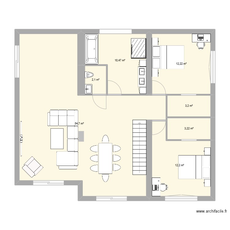 etage 1 def. Plan de 7 pièces et 98 m2