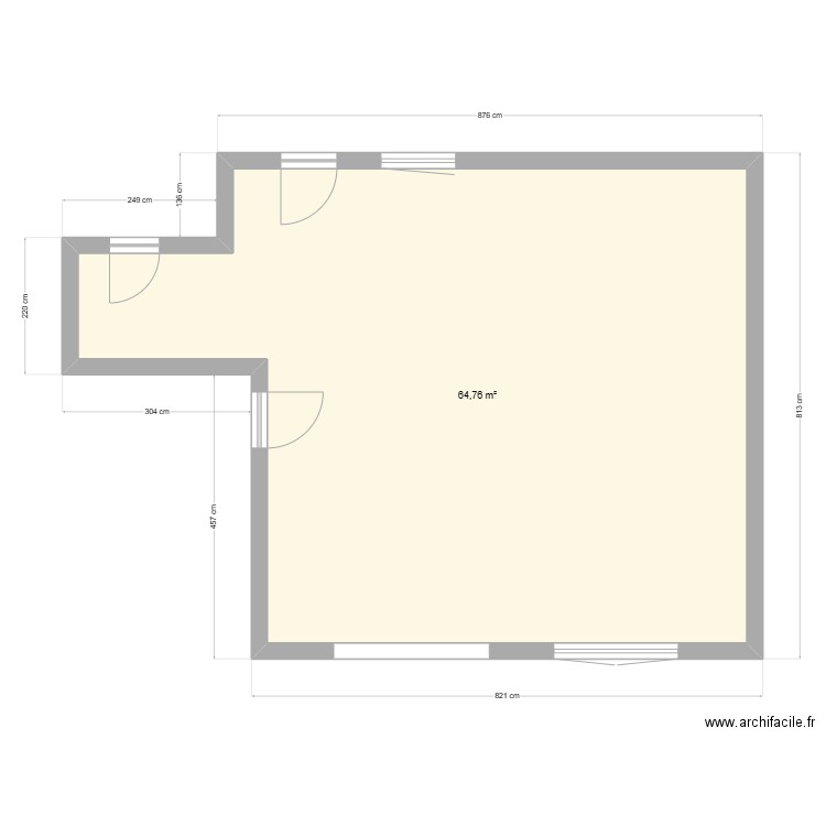 Maison Origine. Plan de 1 pièce et 65 m2