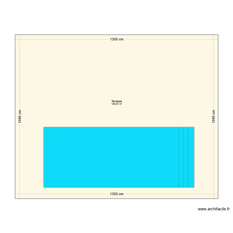 Diot - Terrasse ext&eacute;rieure. Plan de 