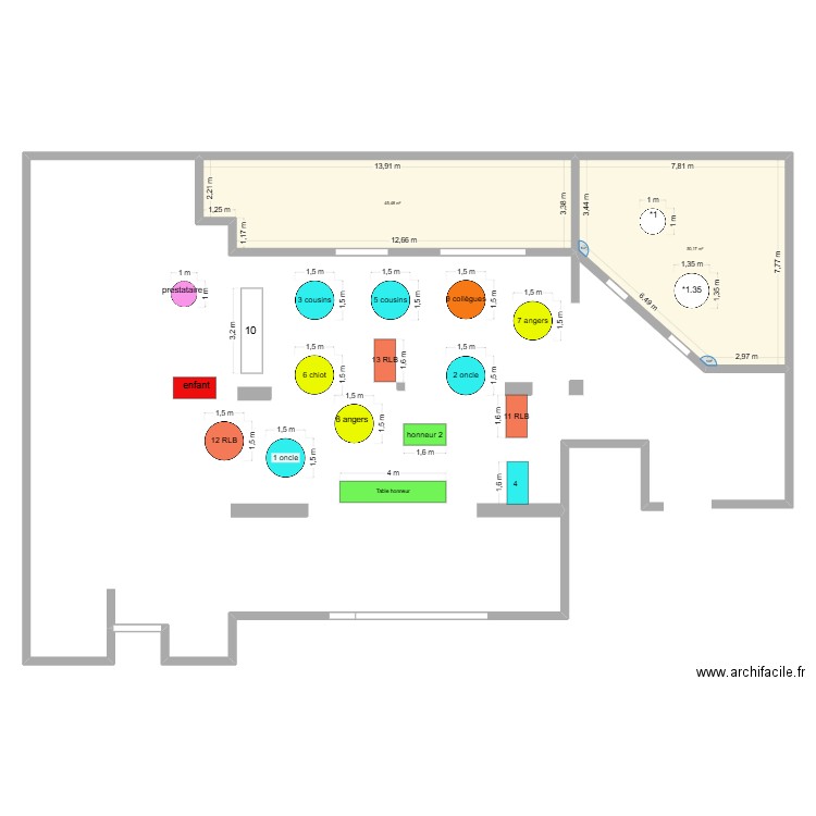 mariage2. Plan de 2 pièces et 96 m2