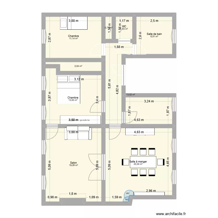 Maison. Plan de 9 et 90 m² Maison. Plan de 9 et 90 m²